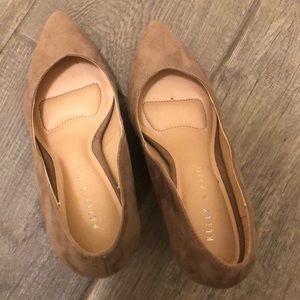 Kelly and Katie suede tan heels
